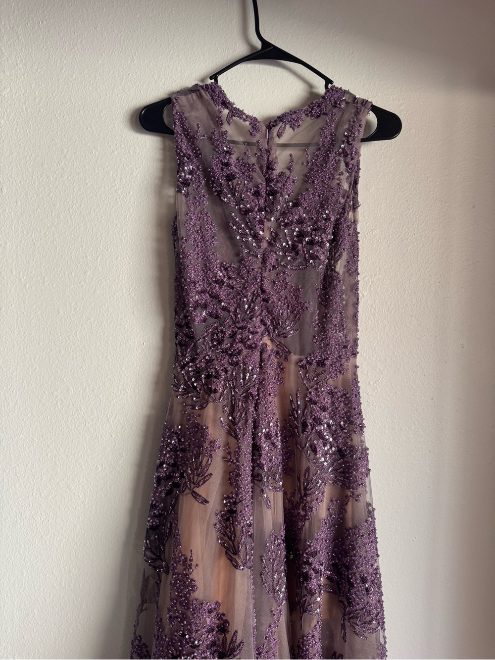 Elegant Purple Beaded Evening Dress